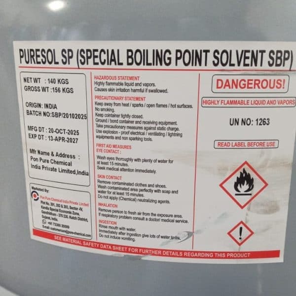 PURESOL SP (Special Boiling Point Solvent - SBP) — Clear, colorless liquid