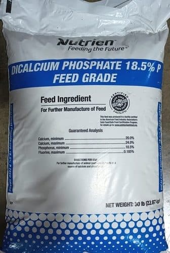 Dicalcium Phosphate 18.5% P — White powder