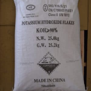 Potassium Hydroxide Flakes — White crystalline flakes