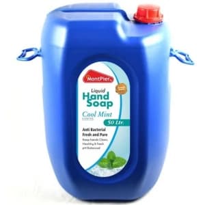 Liquid Hand Soap — Clear liquid with a cool mint scent.