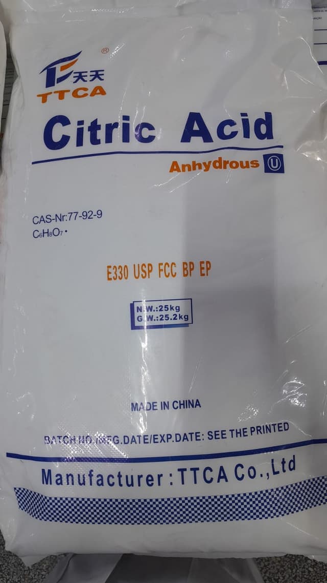 Citric Acid — White crystalline powder
