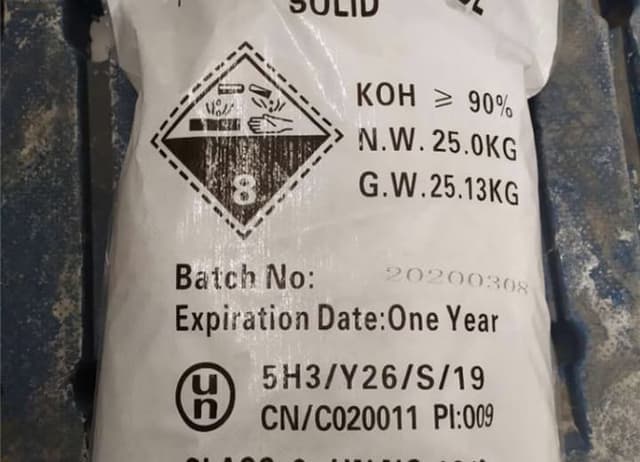Potassium Hydroxide — White crystalline powder