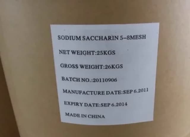Sodium Saccharin 5-8 Mesh — White crystalline granules