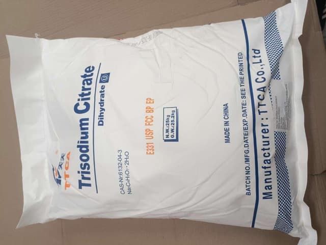 Trisodium Citrate Dihydrate — Granular white powder