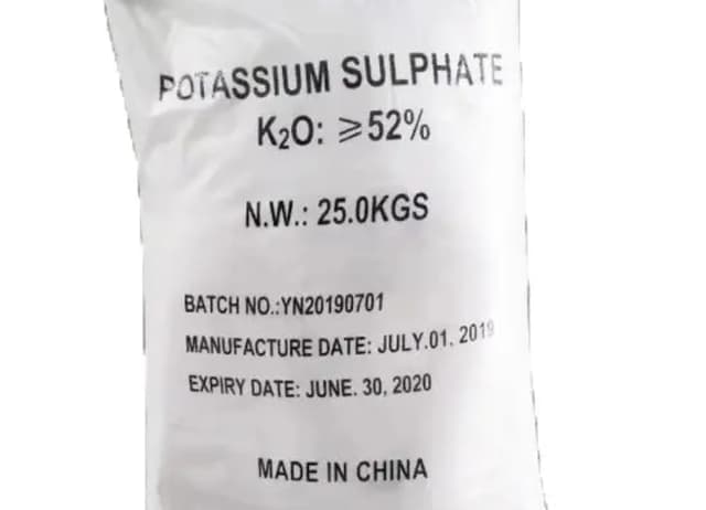 Potassium Sulfate — Granular, white to colorless particles